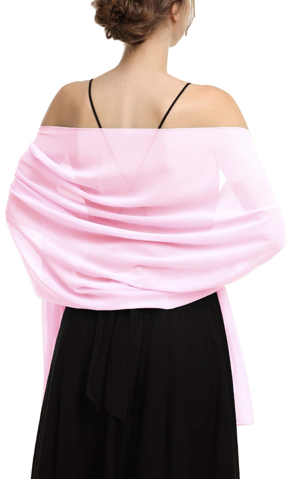 Baoqiya Chiffon Shawls Scarves Wraps for Bridal Wedding Party Evening Dress and Special Occasion Dresses, Pink, Medium