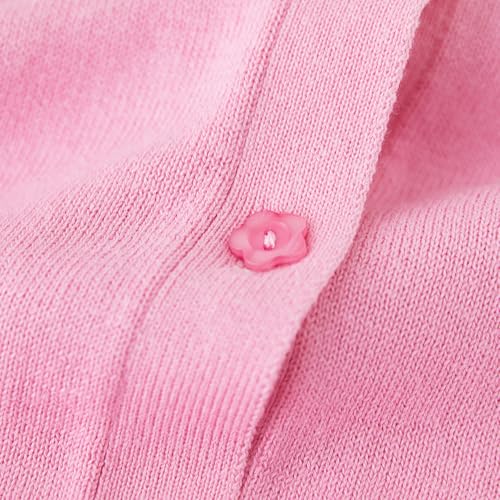 Image of UMELOK Girls Cardigan School Uniform Sweater Crew Neck Long Sleeve Cotton Sweaters