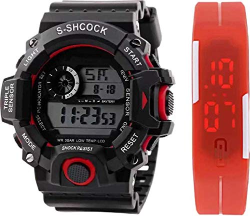 SELLORIA Digital Boys Watch (Black & Red Dial Black & Red Colored Strap) (Pack of 2) (B08471YGYC) Amazon Price History, Amazon Price Tracker