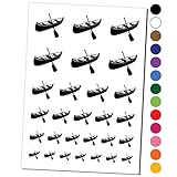 Canoe Water Boat with Paddle Temporary Tattoo Water Resistant Fake Body Art Set Collection - Black (One Sheet)