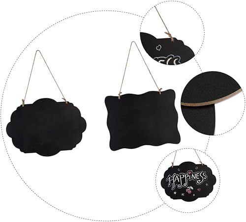Miniatura 5 de Yardwe 2pcs Message Board Signage Door Hangout Wedding Decoration Wood Decor Menu Chalkboard Hanging Wooden Blackboard Rustic Hanging Chalkboard
