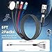 Dual Type-C Port 4 in 2 Multi Charging Cable for Apple iWatch Charger/iPhone 17/Lightning, Travel Charger for Multiple Devices, iPhone 17 Charger for iWatch Ultra/SE/11-2, iPhone16-8, iPad - 2Pcs 5FT