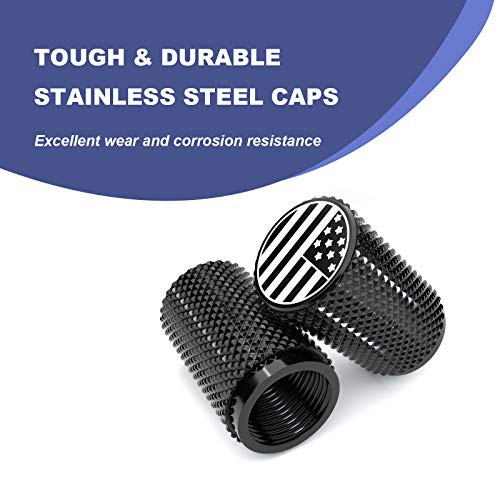 Steel Hawk Custom Engraved Precision Cnc Machined Stainless Steel Extended Knurled Tire Air Valve Caps, Wheel Tyre Stem Covers For Cars- 4 Pack- Stainless Steel Silver #TOP2