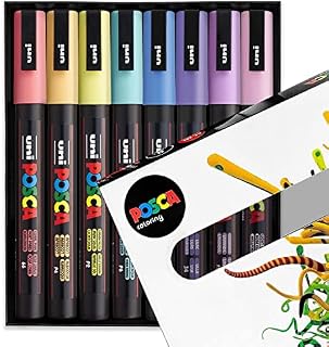 POSCA PC-3M Paint Marker Art Pens - 0.9-1.3mm  Pastel Tones Set of 8 Pens in Gift Box
