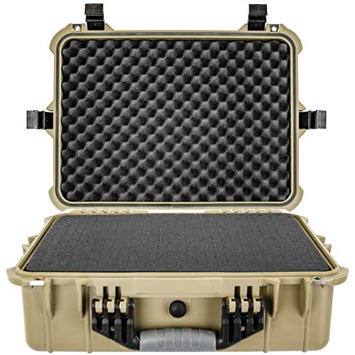 Eylar 20 Inch Large Protective Camera Hard Case Water And Shock Proof With Foam Tan #TOP3