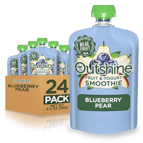 Outshine Fruit & Yogurt Smoothie Blueberry Pear, 24-Pack of 3.5oz Fruit & Yogurt Pouches