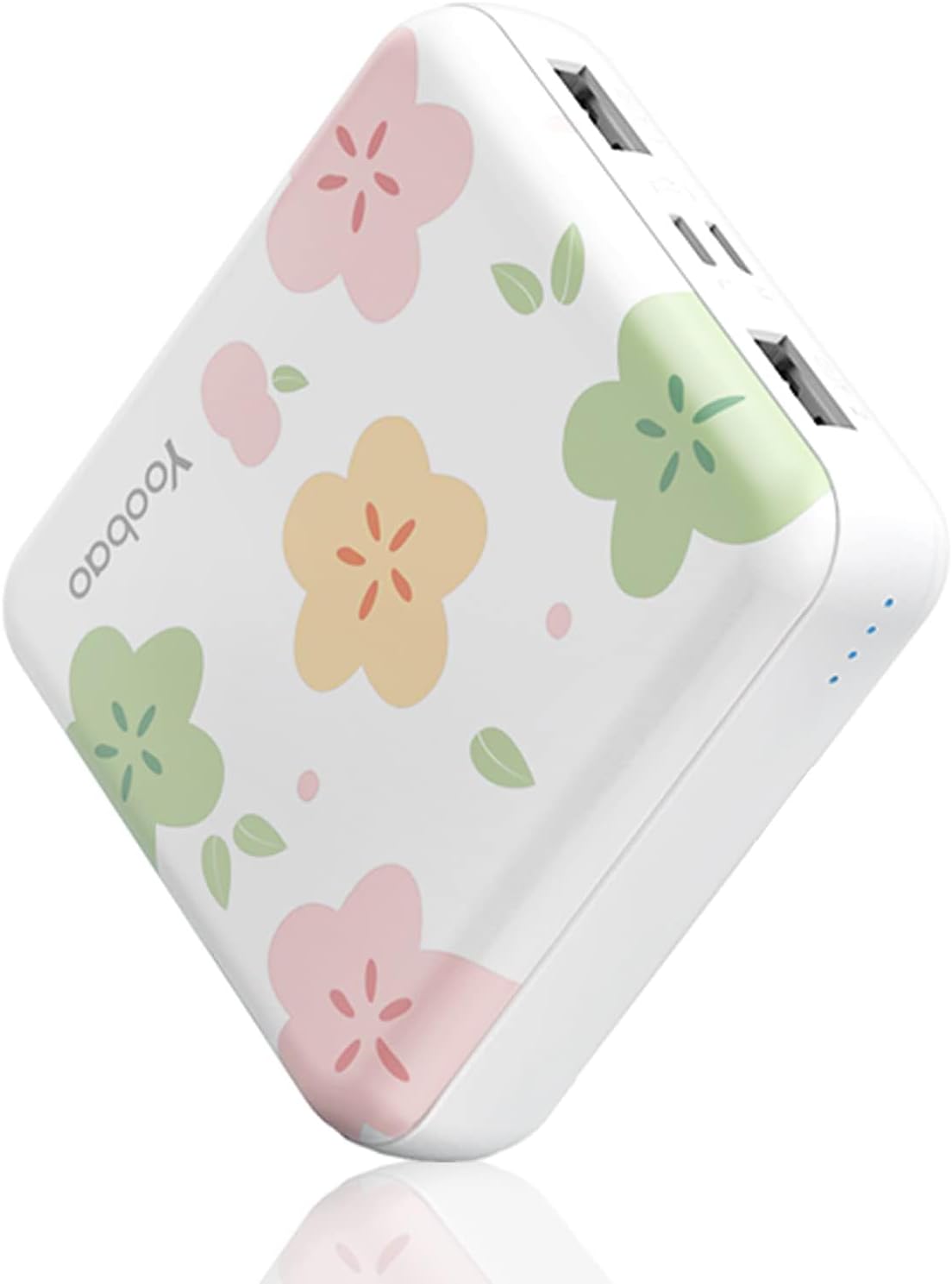 Yoobao Portable Charger 10000mAh, Cute Power Bank USB-C for Girls Travel, 2 Outputs & 2 Inputs (5V/2.1A), Mini Phone Battery Pack for iPhone 14/13/12/11/X, for Android/iPad/Google (Flower)
