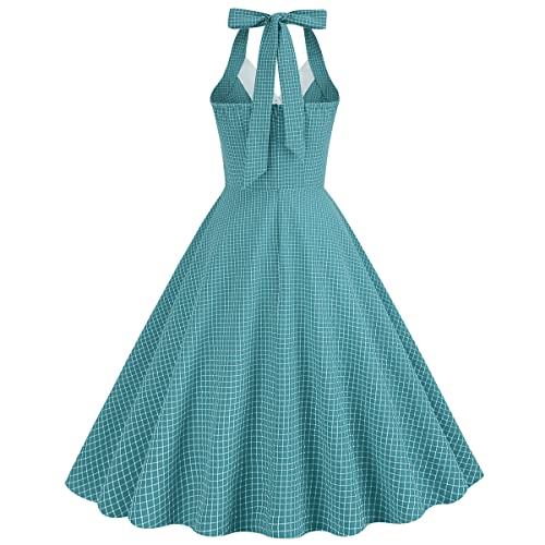 Image of Women Vintage Spaghetti Strap Cami 1950s Polka Dot Rockabilly Swing Dress Casual Boho Floral Print Cocktail Tea Party Dress