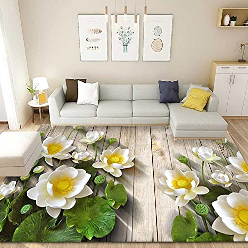 YQZS Alfombras De Habitación Dormitorio Sala Loto Blanco Decoración de Alfombra de Tiro de área Rectangular,120X160cm Cover