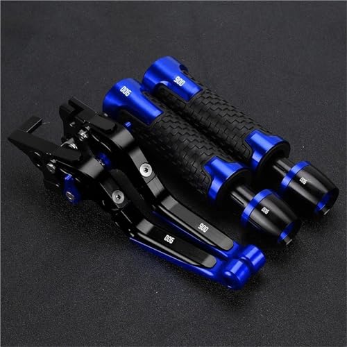 Manetas de moto plegables y puños azules para rutas en Honda Hornet CB900F