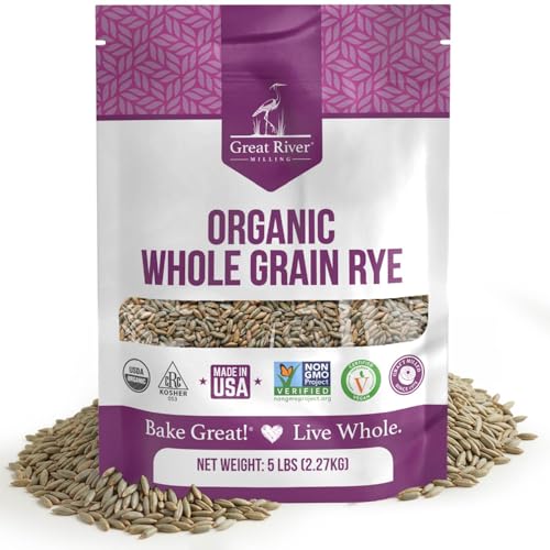 Image of Great River Milling Organic Whole Grain Rye Berries | High-Fiber, Nutrient-Rich Ancient Grain | Non-GMO, Kosher | Ideal for Baking, Sourdough, Salads, Pilaf & Soups | 5 Lb