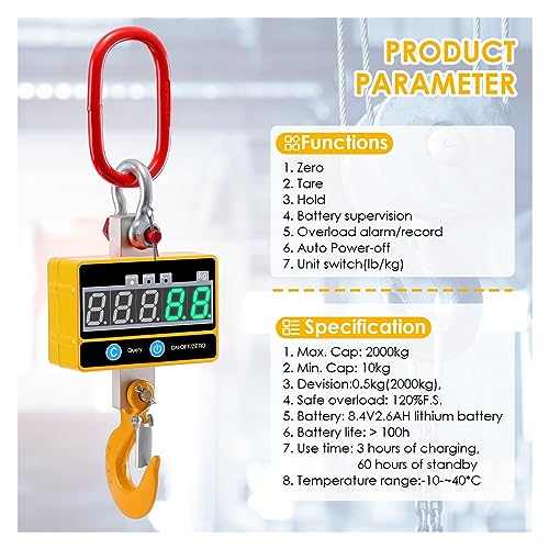 Balance de grue 2T 2000kg avec affichage LED et télécommande - 4