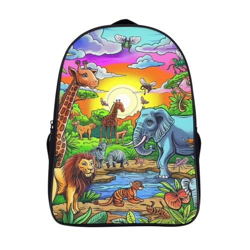 Mochila escuela viajar cámping resistente al agua con motivos de jungla