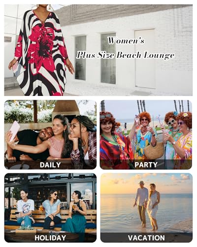 Bsubseach Women Floral Print Kaftan Dresses Plus Size Bathing Suit Cover Up Moo Moos Caftan Beach Dress for Swimwear Summer2