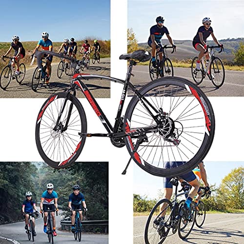Dsvf Mountain/Road Bike Carbon Steel Shimanos 21 Speed Youth/Adult Bicycle,Aluminum Full Suspension Road Bike(700C),26In Carbon Steel, Outdoor Fashionable Derailleur Mens/Womens Bikes (D) #TOP5