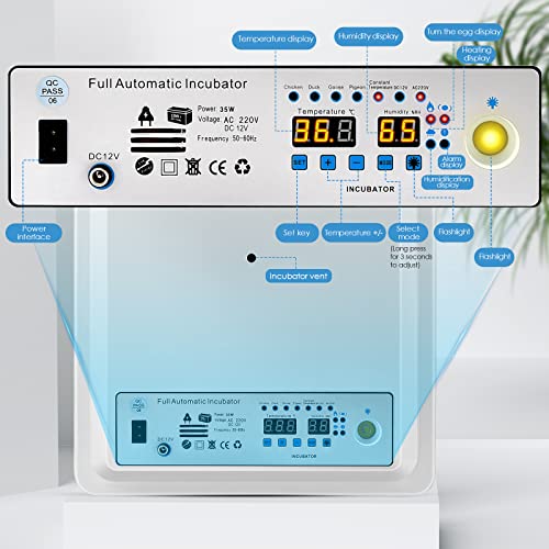 Inkubator für Eier Ente für 30 Eier Vollautomatische Digitale Brutmaschine für Geflügel mit automatisch drehender… – Bild 5