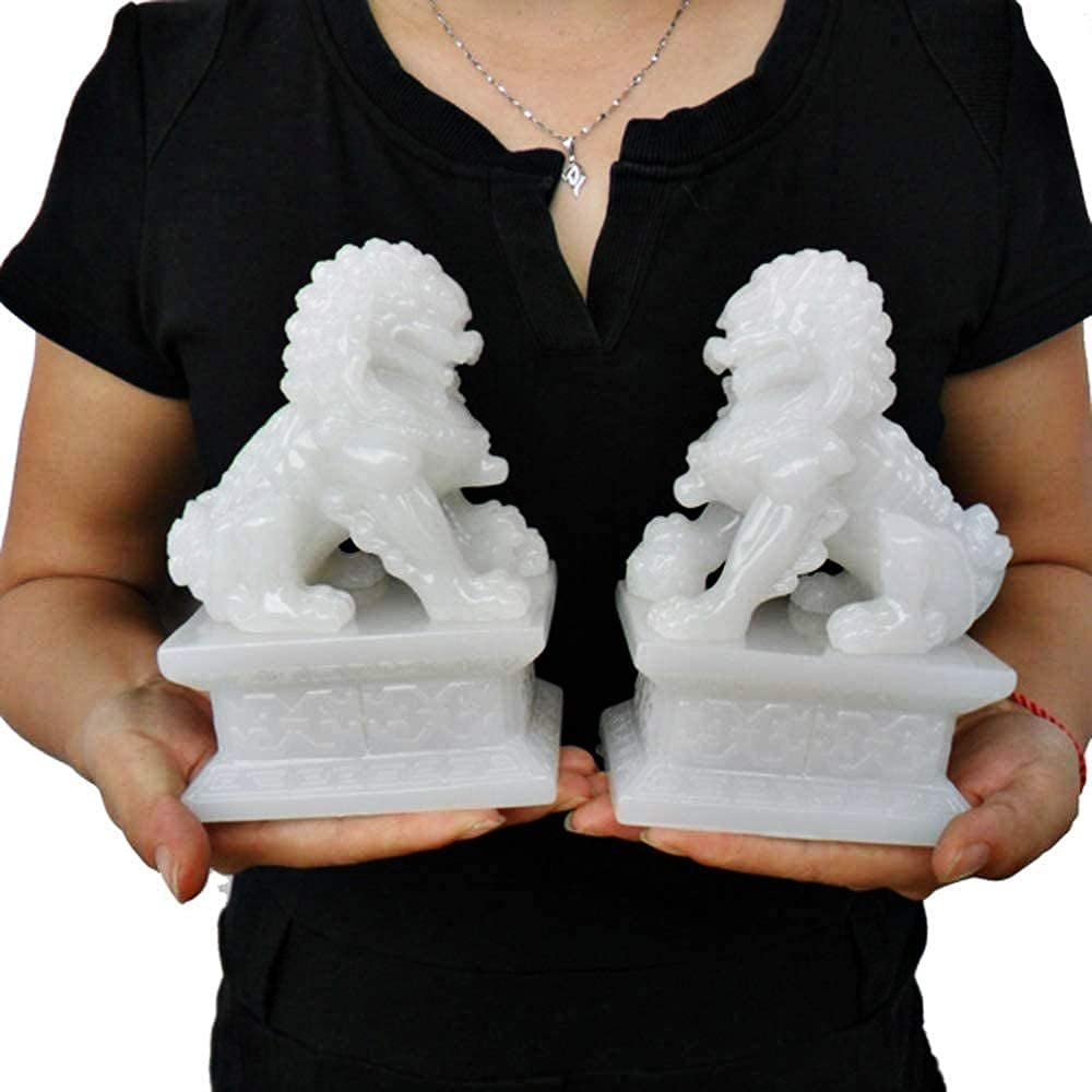 Bdxzj Women's Color Feng Shui Decor Beijing Lions Statue Pair Of Fu Foo Dogs Guardian Lion Statues, Chinese Feng Shui Decor For Home And Office Attract Wealth And Good Luck Large