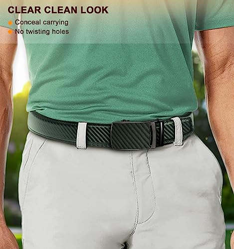 Image of KEMISANT Belt Men, Sliding Ratchet Belt Genuine Leather For Gift Mens Dress Pants Oxfords,Size Adjustable
