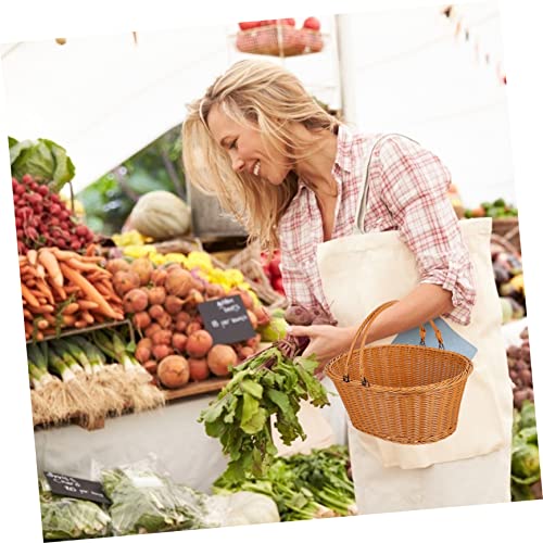 SHOWERORO 1Pc Cesta De Compras De Rattan Cesta De Lavanderia Tote Tecido Tote Mesa De Trabalho Decor