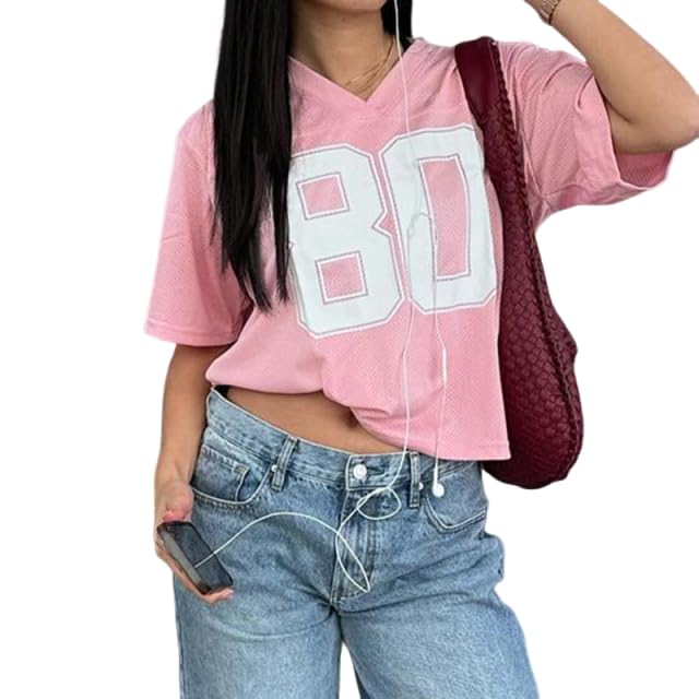 Oversized Jersey Women Summer Tops 2024 Grunge Graphic Tees Y2k Streetwear Short Sleeve Shirts