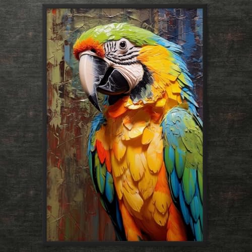 Tableau abstrait perroquet ara pour créer une ambiance feutrée dans votre salon