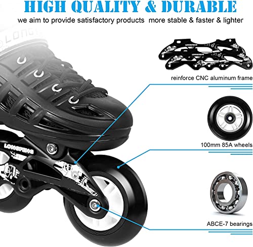 Demeyath Fitness Inline Skate Breathable Outdoor Roller Skates Large Wheels For Kids And Adults, Shoe Shell Thicken Aluminium Frame,Men And Women With All-Inclusive (M（8.3-9.4） Inch/（35-38）) #TOP1