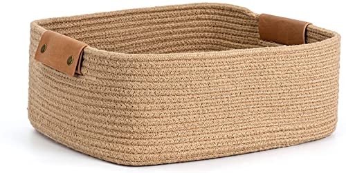 Image of ALBY Newyork'Woven Laundry Hamper, Toy Storage Bin, for Blankets Clothes Toys Pillows in Living Room, Baby Nursery, Jute /Black Mix (12'' x 8'' x 5'' rect, RECT)