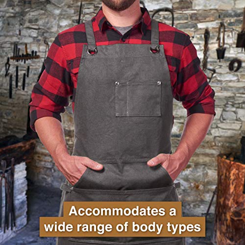 Hudson Durable Goods - Deluxe Edition (Grey) - Waxed Canvas Tool Apron