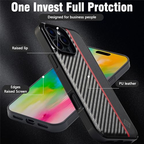 Coque iPhone 11 Pro Max en cuir fibre de carbone noir élégante - 4