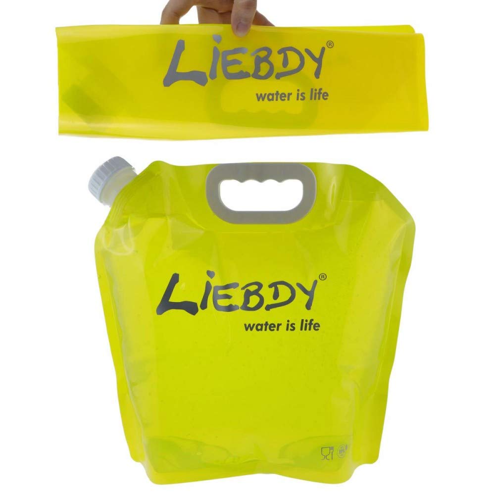 Liebdy® Faltbarer Wasserbehälter 5 Liter BPA frei, Flexibler Wasserkanister für Notfall, Prepper, Krisenvorsorge, Notfallausrüstung, Krisenvorbereitung, Krisenvorrat, Blackout, Survival | gelb