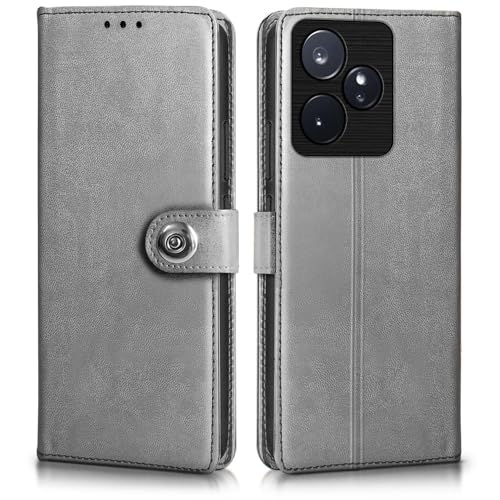 WOW IMAGINE Shock Proof Flip Cover Back Case for Realme GT 7 5G | Realme GT 7T 5G (Magnetic Button Flip Case (Stone Grey) - Image 2