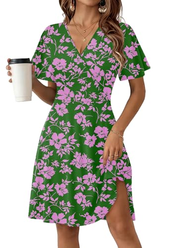 Image of Zeagoo Womens Summer Dresses Wrap V Neck Dress Floral A-Line Ruffle Sleeve Casual Sundress with Pockets 2026