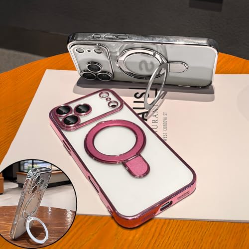 LXK Magnetic Invisible Stand for iPhone 17 Pro Max Case 6.9" Compatible with MagSafe, Military-Grade Protection, with Camera Protector, Clear Scratch-Resistant Back Cover for 17 ProMax, Silver by LXK - Used condition - Image 3