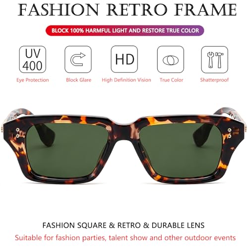 Image of AIEYEZO Rectangle Sunglasses for Men Women Fashion Square Frame Sun Glasses 90's Retro Designer Shades