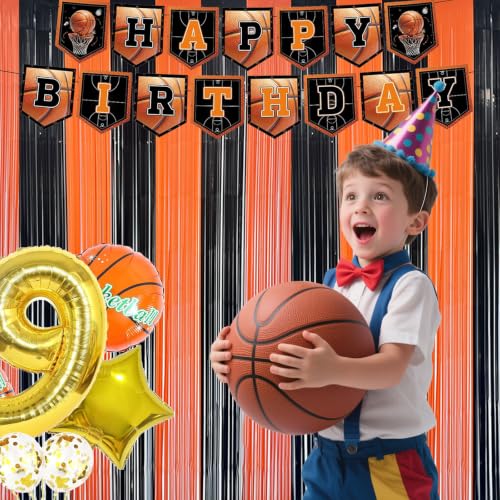 Image of Halloween Party Decorations Indoor, Black and Orange Halloween Backdrop Foil Fringe Tinsel Curtains Streamer for Photography - 2 Packs, 3.28 x 6.56ft