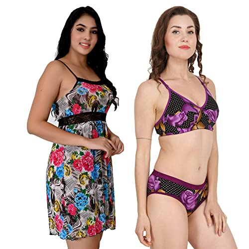 Image of Love Maker Babydoll Lingerie Bra Panty Set Undergarments for Women Honeymoon Nighties Small to 3XL