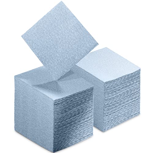 Servilletas de cóctel desechables similares a un paño, paquete de 200 servilletas de papel de mezclilla azul de 10 x 10 pulgadas para bar, cafetería, boda o fiesta