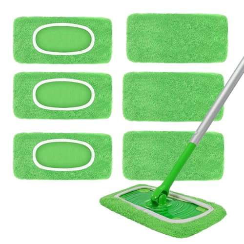 Reusable Swiffer mop Pads Swiffer Dry Sweeping Cloths 6 Pack Microfiber Wet Mop Pads Compatible with Swiffer Sweeper Mop Replacement Mopping pad Refills for Hardwood Surface Floor Cleaning