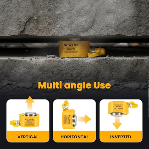 Image of NEWTRY 50 ton Low Profile Hydraulic Ram Jack + Hand Pump Stoke 16mm(0. 63inch) Mini Protable Hydraulic Cylinder Industrial Super Thin Lifting Jack