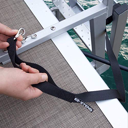 EZ-Xtend Pontoon Ladder Pull Up Strap Using Snap Hook System - Made with Heavy Duty 4500 LB Breaking Strength 1