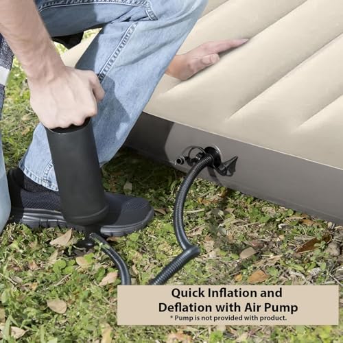 Image of HACER Inflatable Air Bed Portable Mattress Quick Inflation /Deflation Blow Up Single Beds for Home Camping Travel (Beige)