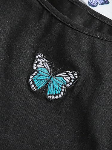 Image of SHENHE Girl's 2 Piece Outfits Butterfly Print Mini Cami Dress and Crewneck High Low Crop Sweatshirt Multicolor 12-13Y