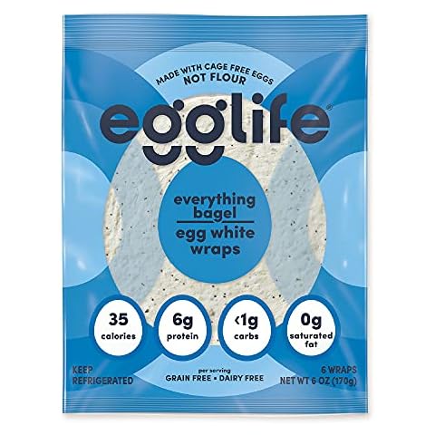 egglife Everything Bagel Style Egg White Wraps - No Flour, Cage Free Eggs - Gluten Free, Dairy Free, Sugar Free - Keto and Paleo Friendly, 6 Count Cover