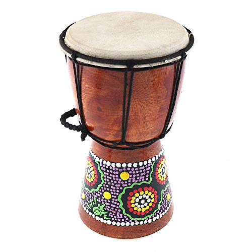 Honeytecs 6in Djembe Africano Tambor de Madeira Maciça Esculpida à Mão Instrumento Musical Tradicion