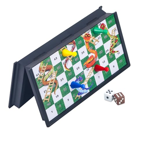 Juego de mesa Snakes and Ladders compacto plegable miniatura 4