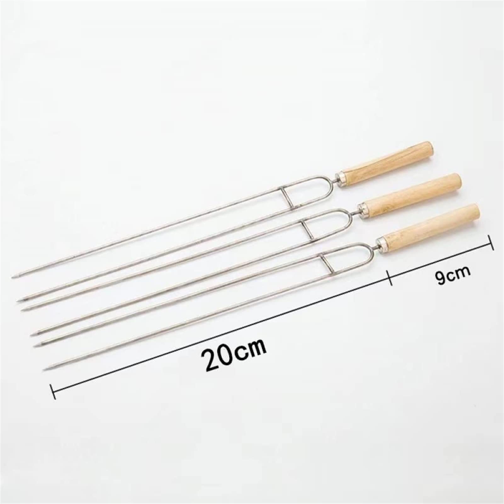 Pincho de acero inoxidable con forma de U para barbacoa, alitas de pollo, tenedor, brocheta de cordero, señal de acero, mango de madera, herramienta de aguja para asar, pinchos de barbacoa de