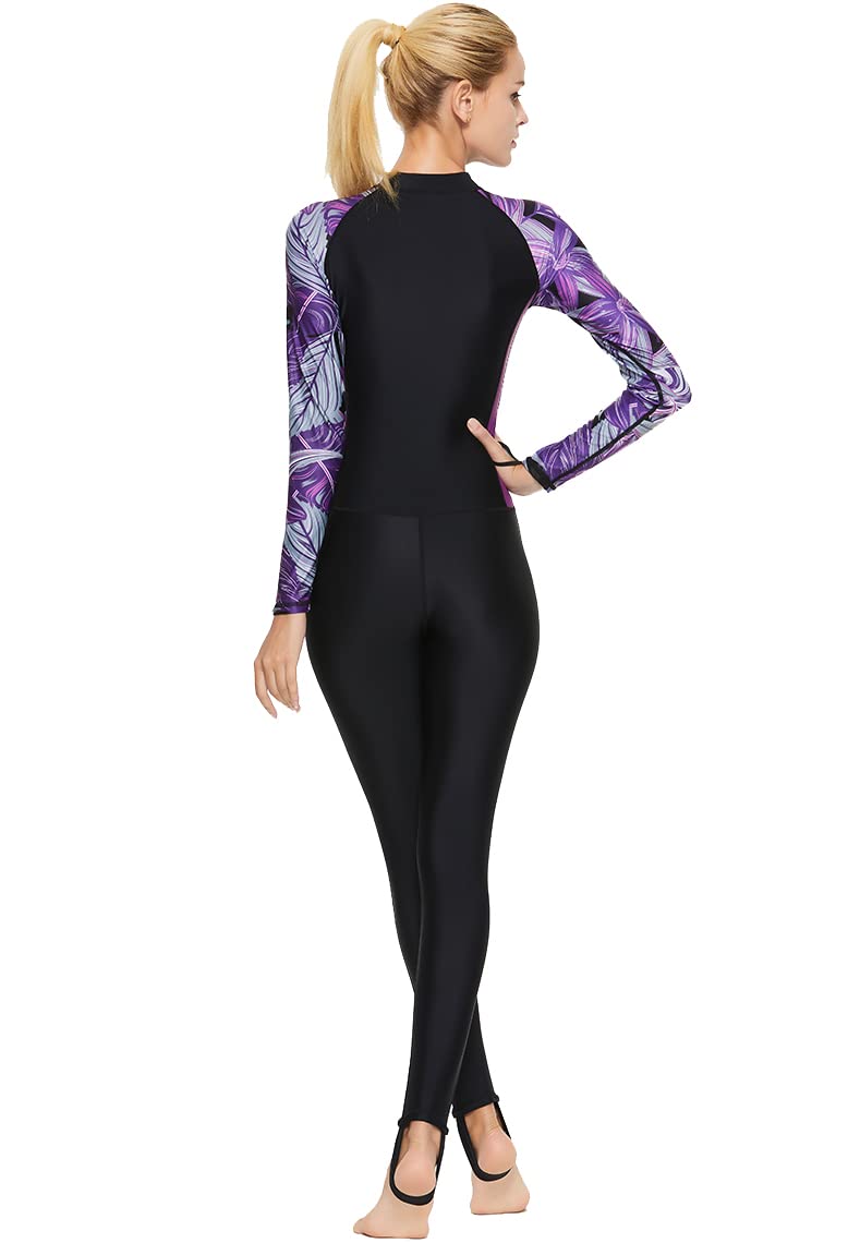 Costume da bagno a maniche lunghe da donna, intero corpo, Rash Guard Athletic Surf Costumi da bagno