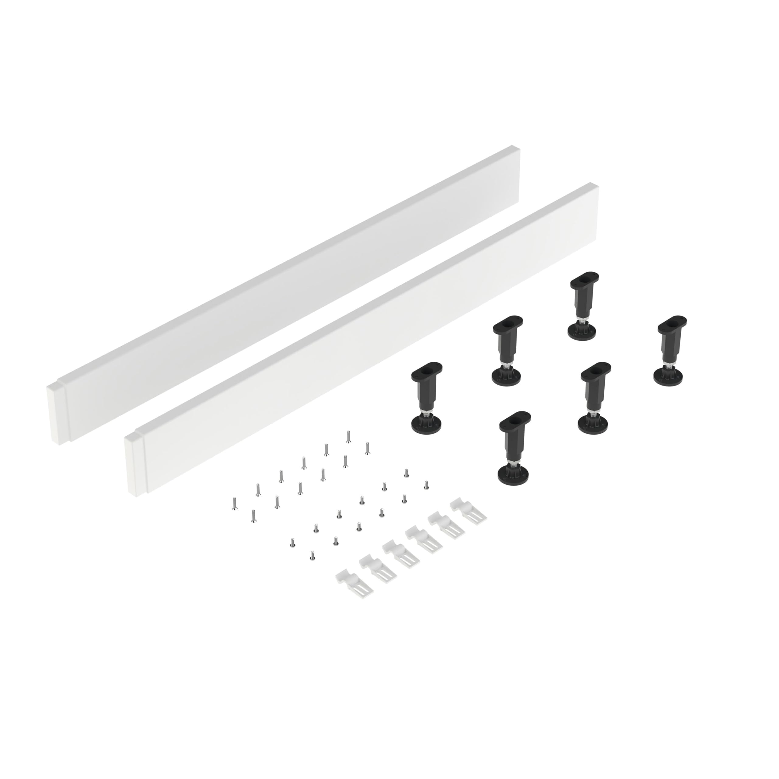 Balterley White Shower Tray Riser Kit, 2 Panels, 6 Pack Of Legs, Clips & Screws, Leg Set & Plinth Kit For Square Trays, Shower Tray Plinth & Support Legs - 1000 X 105Mm (White)