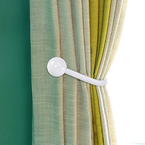 Curtain Holdback, 2 Pcs Wall Mounted Drapery Tiebacks With Screws, Heavy Duty Metal Decorative Window Drapery Holder Curtain Hook, White #TOP4