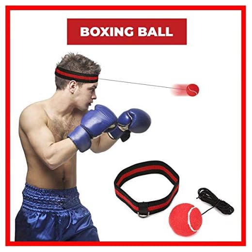 Reflejo de Boxeo Ball, SGODDE Fight Ball Reflex en Cadena con Diadema para Fight MMA Training Reacciones de Velocidad Adulto / Niños Mejorar Punch Focus Deporte Ejercicio Practice Fitness Elástico Cuerda Head Band Set Cap (Rojo)